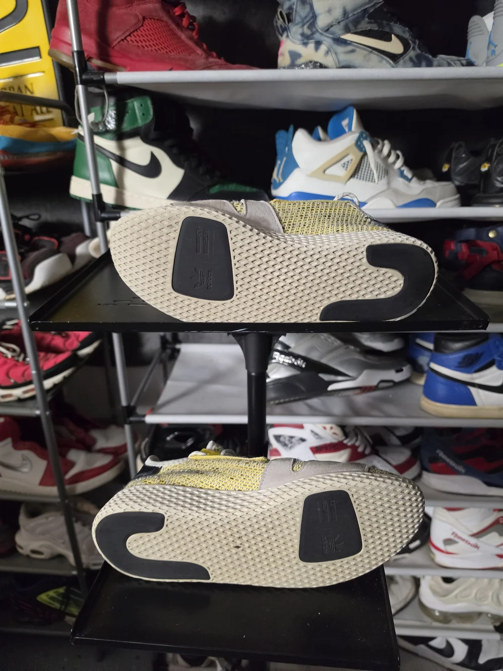 🔥 adidas Pharrell William HU V2 Yellow & Gray Knit Casual Athletic Sneakers